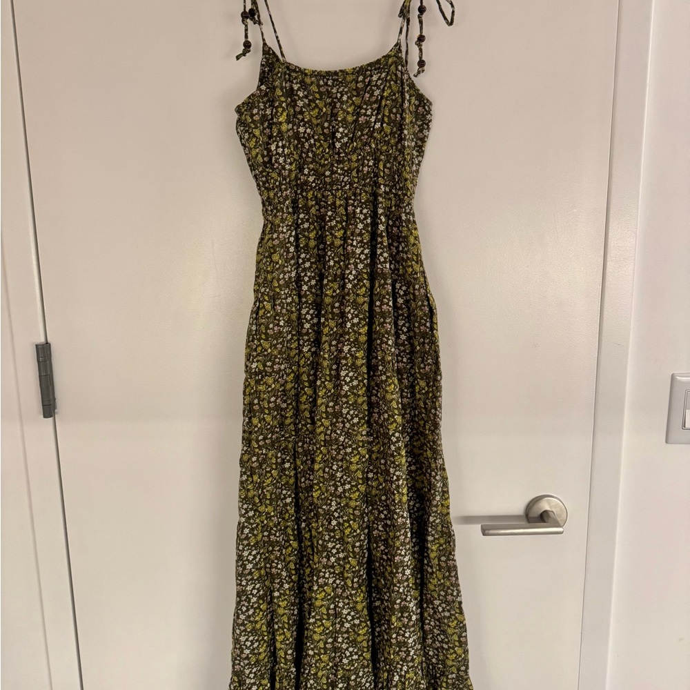 J. Crew Olive Floral Maxi Dress